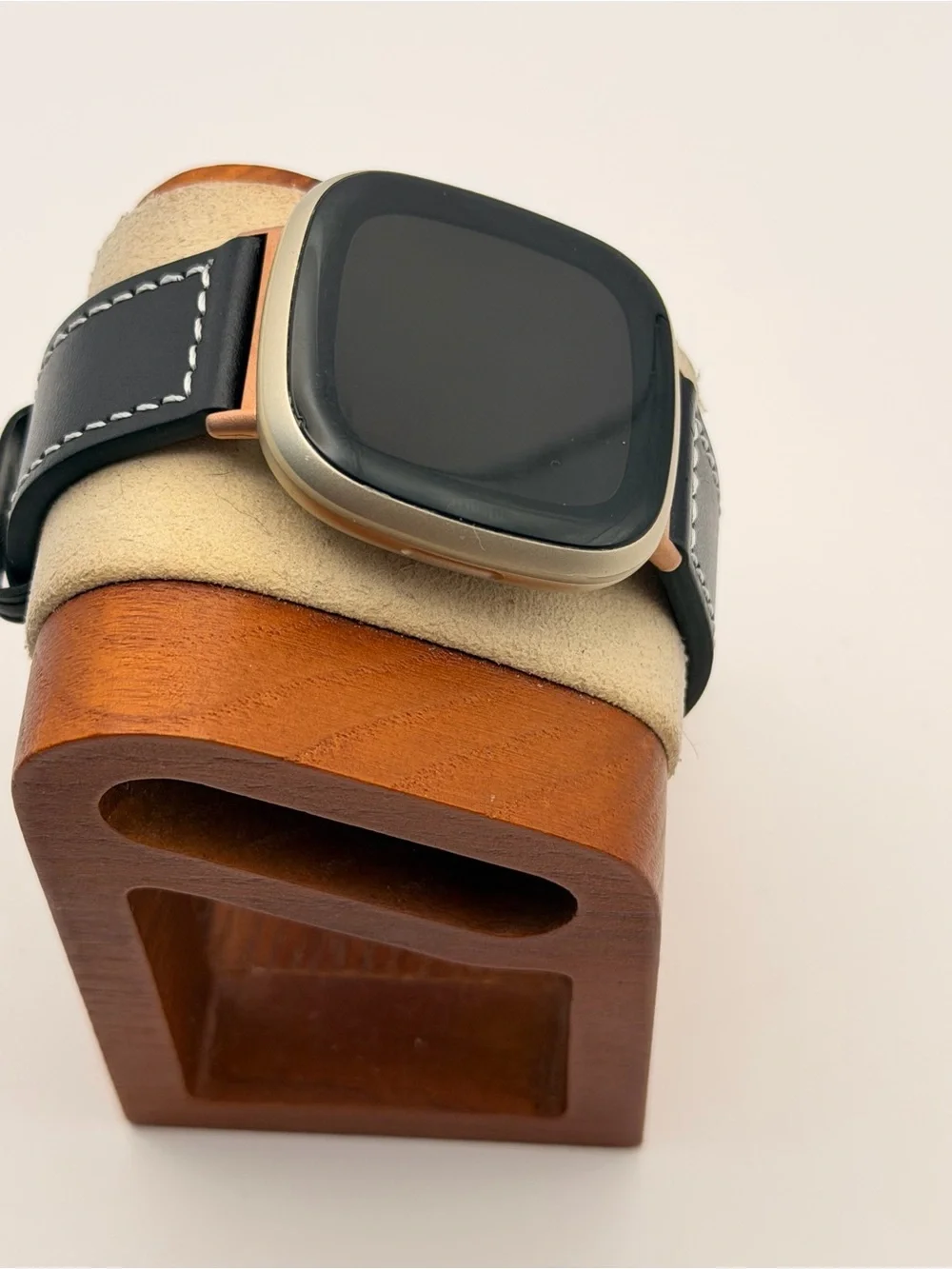 Fitbit Versa 3, Tested, Charger Included, New Leather Band, Gold Case